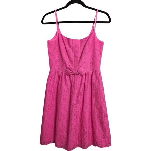 Lilly Pulitzer Dresses & Skirts - Lilly Pulitzer Antonia Dress Fiesta Pink Daisy Lane Lace Bow Sundress Size 2